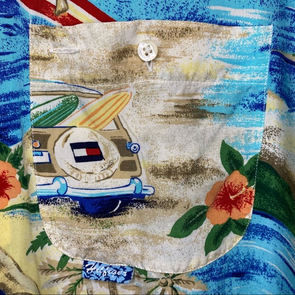 Vintage Tommy Hilfiger 1999 Surf Tropical Graphic Shirt Men’s Sz XL Multicolour - Picture 5 of 14